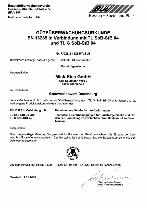 Güteüberwachungsurkunde Nr. R-028-2